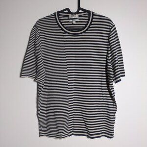 COS Mens T Shirt Size Medium Striped Blue Off White Linen Blend